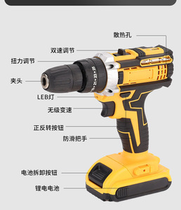 Taladro de Impacto de Alta Potencia, Batería de Litio Recargable, 220V CA, Inalámbrico, para Decoración del Hogar, Producto Transfronterizo BNMJ, Velocidad Variable - Product Image 2