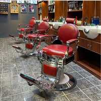 Haute Qualité Kisen Barbershop Meubles Noir Or Antique Style Coiffeur Chaise Réglable Inclinable Costom Barber Chaise