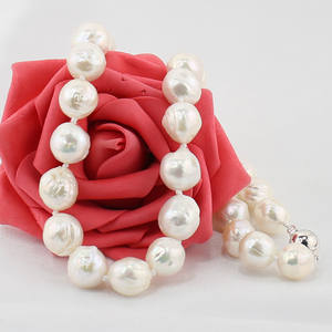 12-13mm גדול גודל לבן צבע מים מתוקים אמיתי הבארוק גרעיני קמטים פנינה שרשרת - Product Image 5