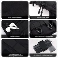 Sac de poitrine tactique unisexe, léger, en Oxford, imperméable, grande capacité, sangle d'épaule arquée pour une utilisation en extérieur - Course à pied
