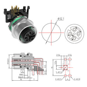 מחבר עגול m12 חשמלי עגול 5 סיכה קוד עמיד למים ריתוך כבל תעשייתי גלגל נקבה שקע m12 פאנל מחבר - Product Image 2