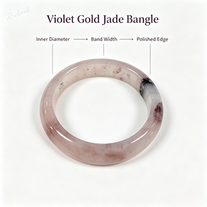 Bracciale in Giada Naturale Seta Dorata, Base Rosa <span class=keywords><strong>Beige</strong></span> con Inclusioni Viola, Gioiello Personalizzabile per Donna - Product Image 2