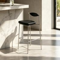 Tabouret de bar haut dossier en fer forgé et acier inoxydable avec repose-pieds, usage commercial pour salons de thé, maison, style moderne, luxe léger, Bauhaus