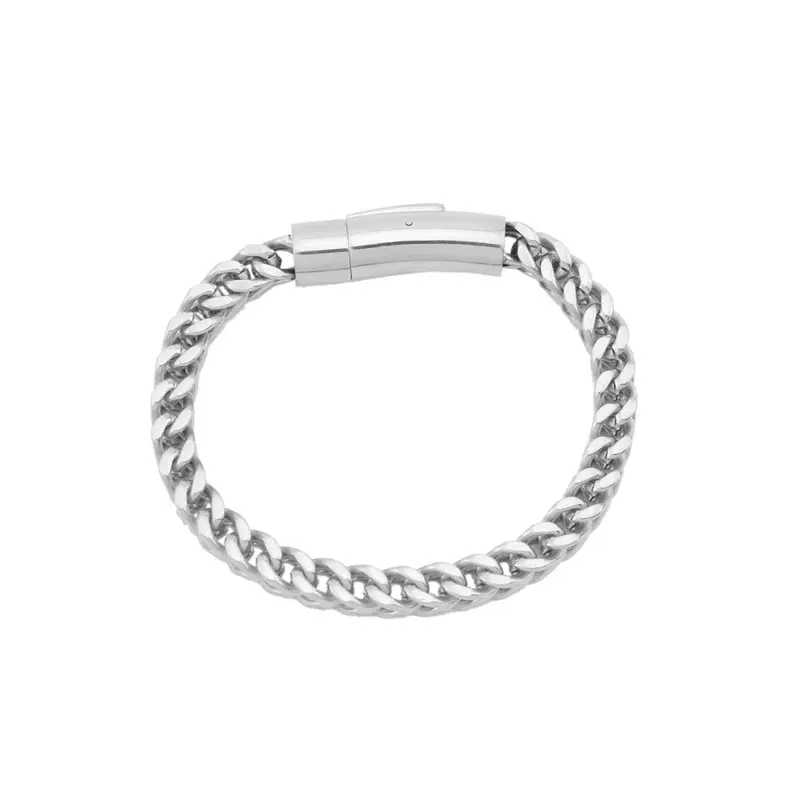 Bracciale coreano minimalista in acciaio al titanio retrò con catena a chiglia che non sbiadisce, braccialetto di gioielli in metallo cool e alla moda
