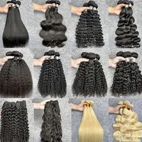 Extensions de cheveux naturels vierges brésiliens pour femmes, en lots de cheveux humains Remy à cuticules alignées, haute densité, double trame machine