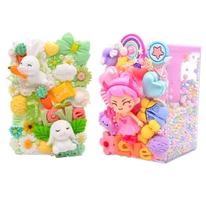 Handmade DIY Kawaii Pen Holder with Sticker Ornament Pencil Container Pens Storage Box Puzzle Stationery Case Educational Toys