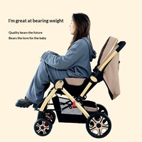 Poussette pliable pour bébé avec cadre en métal, capacité de charge de 15 kg, pliage en un clic, grand panier de rangement et amortisseurs pour 0-6 mois