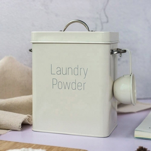Huyo OEM Space Saving Modern Farmhouse Metal Laundry Pods <b>Container</b> with Lid - Product Image 3