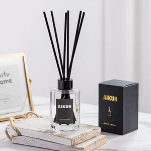 Diffuseur de parfum en verre transparent Aikun de luxe, personnalisé, avec bâtonnets naturels, écologique, DIY, arôme frais et longue durée, idéal comme cadeau - Product Image 1