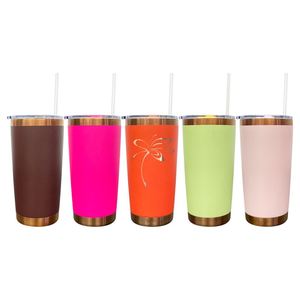 Reusable <b>Metal</b> Orange Pink Brown Chocolate 20oz Copper Plated Colored Tumbler - Product Image 1