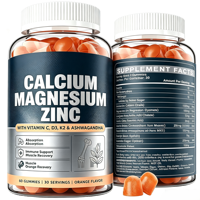 Usine OEM ODM, Marque Privée, Gommes Végétaliennes Calcium Magnésium Zinc Vitamine D3 K2 Saveur Orange, Stimulant Immunitaire