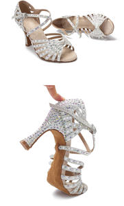 Chaussures de <span class=keywords><strong>danse</strong></span> latine professionnelles pour femmes, chaussures de salon, strass gratuits, chaîne, salsa, jazz, <span class=keywords><strong>jive</strong></span>, performance, pratique, talons de <span class=keywords><strong>danse</strong></span> - Product Image 6