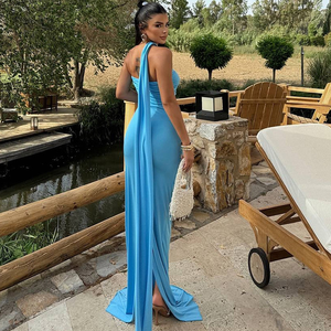 Vestido Lápiz de Verano <span class=keywords><strong>Elegante</strong></span> de Alta Calidad, Ligero, Liso, Casual, Sin Espalda, con Volantes, Vestidos Maxi para Mujer, Personalizados - Product Image 3