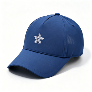Breathable Perforated Navy 5-Panel <b>Baseball</b> <b>Cap</b> with Puff Printing Letter Design Sporty Summer Outdoor Sunhat Common Fabric - Product Image 3