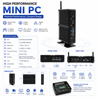 Mini PC Industrial sin Ventilador, Barebone, con Intel Penum Gold 5405U, 6 Puertos USB, VGA+HD, Dos Núcleos, Windows 11, Linux, DDR4, SSD