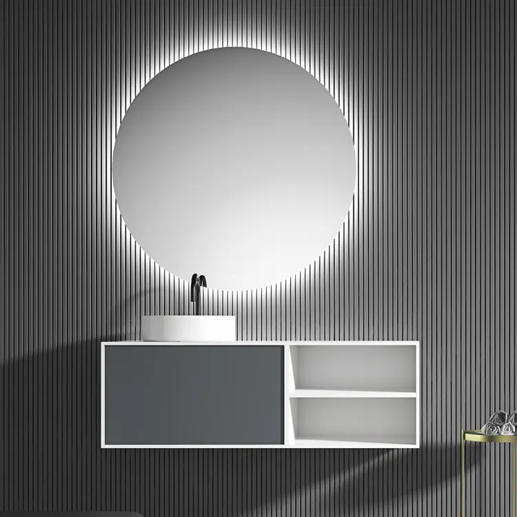 TNS 0115C-armario de tocador con espejo, mueble de baño montado en la pared con estante, lavabo de baño con tocador