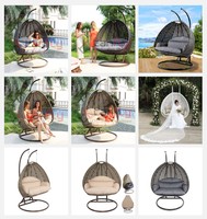 Chaise balançoire en rotin d'extérieur en osier double solide meubles de jardin suspendus pour patio