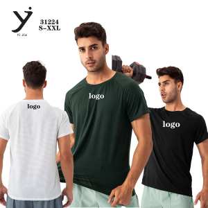T-shirt rafraîchissant à séchage rapide pour hommes, respirant, pour la gym, l'entraînement, la course à pied, le sport, évacuant l'humidité, haut athlétique - Product Image 1