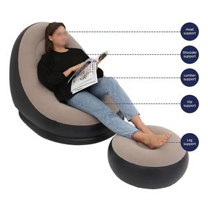 Sofá Inflable para Sala de Estar con Bomba, Venta al por Mayor de Fábrica, Sofá de Aire Inflable de PVC Flocado para Lectura y Descanso - Product Image 4