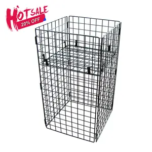 Supermarket Rolling Square Metal Wire Dump Bin Bulk Products Promotion display rack