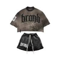 T-shirt personnalisé à ourlet brut, délavé à l'acide, 100% coton, grammage lourd, effet vieilli, en tissu éponge, avec impression DTG et strass