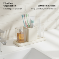 Ensemble de toilette en cuir à motifs 50% HIPS 50% PS, ensemble de trois pièces, organiseur de salle de bain, ensembles de salle de bain modernes, gobelet à rince-bouche
