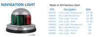 FOYO Best Seller, lampe de navigation pour bateau en acier inoxydable 304, LED et ampoule 12V, lampe latérale rouge et verte pour yacht marin
