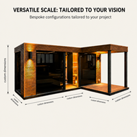 Ploutara Hybrid Moderne Outdoor-Sauna L-Form Modulare Elektrische Infrarot-Sauna 15min Schnellheizung Vertikale Holzmaserung Hemlock für Fitness und Villa