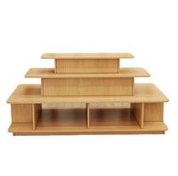 Meuble de présentation autoportant en bois robuste à 3 niveaux pour salon de beauté, présentoir d'échantillons pour supermarché, comptoir de fin de rayon