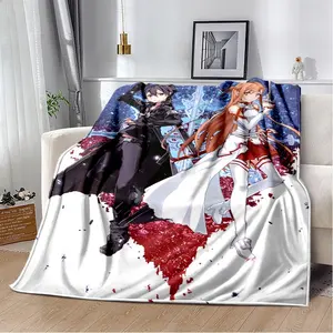 Nuovo Anime Hot Anime SAO spada arte Anime moderno coperta di flanella morbido divano letto di lancio coperta Gedruckt Bettdecke Geschenk