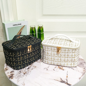 Cosmetic Bag <b>Makeup</b> Storage Portable Travel Toiletry <b>Case</b> Off White And Pure Black 2023 Style - Product Image 1