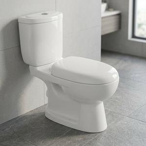 โถสุขภัณฑ์แบบสองชิ้น Twyford Style Aqua สีขาว เซรามิก ระบบ S-Trap แบบ Washdown พร้อมฝารองนั่งไม้แบบเลื่อน - Product Image 1
