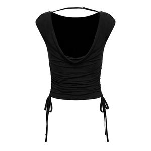 Viviblook Y26TP013 T-shirt décontracté à manches courtes pour femme, nouvelle collection printemps-été, coupe épaules dénudées, dos nu réglable, pour dames - Product Image 6