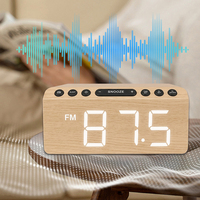 EMAF Hotel Nachttisch-Schlafradio mit Bluetooth-Lautsprecher, digitalem Holz-Telefonhalter, kabelloser Ladefunktion und LED-Wecker