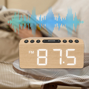 <span class=keywords><strong>Radio</strong></span> FM numérique EMAF pour hôtel, haut-parleur Bluetooth, chargeur sans fil pour téléphone, horloge d'alarme LED en bois, pour table de chevet ou bureau - Product Image 4