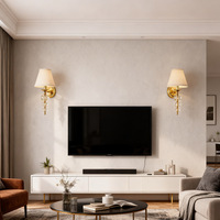 Appliques murales LED en fer forgé de style américain, luxe léger, nordique, minimaliste, avec interrupteur à bouton, pour salle de bain