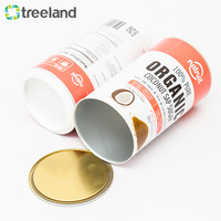 Emballage personnalisé en tube de papier cylindrique pour poudre de noix de coco avec couvercle pelable en aluminium, impression quadricolore, recyclable, qualité alimentaire, OEM