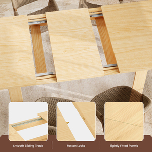 Extendable Solid Wood Rectangular Dining <b>Table</b> 10 People Large Modern Farmhouse Hotel Grooved Wood-Strip Home Furniture Workshop - Product Image 3