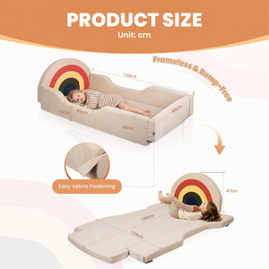 <span class=keywords><strong>Cama</strong></span> Montessori para Niños Pequeños con Cabecera Curva, <span class=keywords><strong>2</strong></span> en 1, Convertible, <span class=keywords><strong>de</strong></span> Espuma y Corduroy, Personalizable - Product Image 4