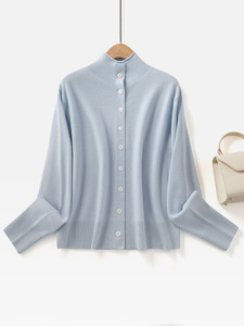 Cárdigan de Punto con Cuello Alto y Botones, 100% <span class=keywords><strong>Lana</strong></span> <span class=keywords><strong>Merino</strong></span> Premium, Suéter de Punto para <span class=keywords><strong>Mujer</strong></span> - Product Image 3