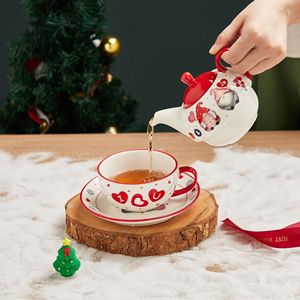 Special Christmas Ceramic <b>Tea</b> Cups and Saucers Personalized <b>Gift</b> <b>Set</b> with Elegant Design - Product Image 3