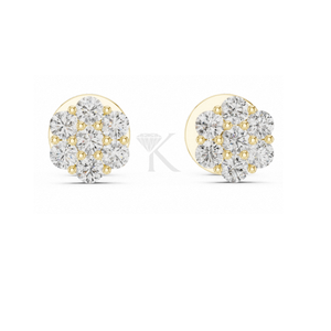 Pendientes de tuerca con diseño floral de diamantes redondos brillantes, con cierres de rosca seguros, joyería fina elegante y minimalista, perfectos - Product Image 1