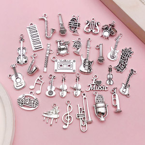 Breloques Rétro en Alliage pour Bijoux DIY : Bracelet, Collier, Porte-clés – Accessoires Instrument de Musique et Symbole Musical en <span class=keywords><strong>Argent</strong></span> Ancien - Product Image 5
