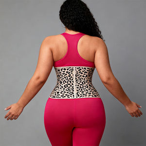 Corset amincissant Langqin de haute qualité en polyamide et élasthanne respirant, avec fermeture éclair en latex givré, imprimé léopard, respectueux de l'environnement - Product Image 3
