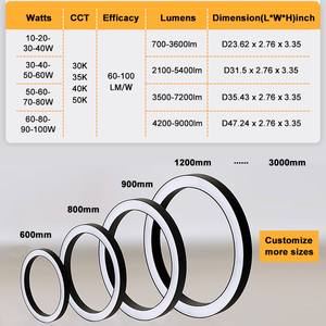 Lustre suspendu circulaire insonorisé pour plafond de bureau <span class=keywords><strong>intérieur</strong></span>, lampe annulaire ovale à intensité variable, lumière linéaire acoustique à LED - Product Image 5