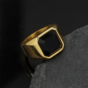 Anillo Ajustable Personalizado de Fábrica, Chapado en Oro, con Dije de Ágata - Product Image 3