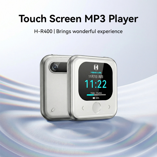 HBNKH 5Compact Square MP3 Player with Camera & Flashlight 40g Ultra-Light 500mAh Battery All-in-One Entertainment Device