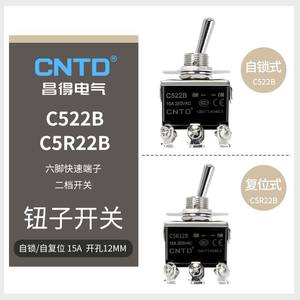 Interruptor de Palanca CNTD Changde C522B C5R22B de 6 Pines y 2 Posiciones, Autoblocante, de Reinicio, 15A, Doble, de Plástico y Metal para Equipos Eléctricos - Product Image 6