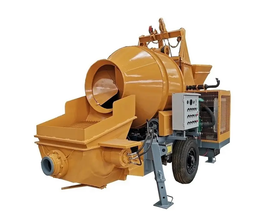 Factory cost 40m3/h Trailer Mounted Diesel concrete mixer with pump machine/hormigon con bomba for sale