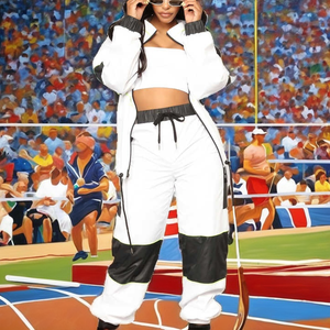 2026 européen américain-Style taille haute pleine été jupe décontractée bleu blanc solide femmes court polaire tissu Anti-boulochage - Product Image 2